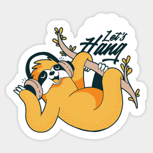 Cute Cartoon Sloth // Let's Hang Sticker